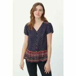 Mantaray Lotus Print Contrast Print Top For Female