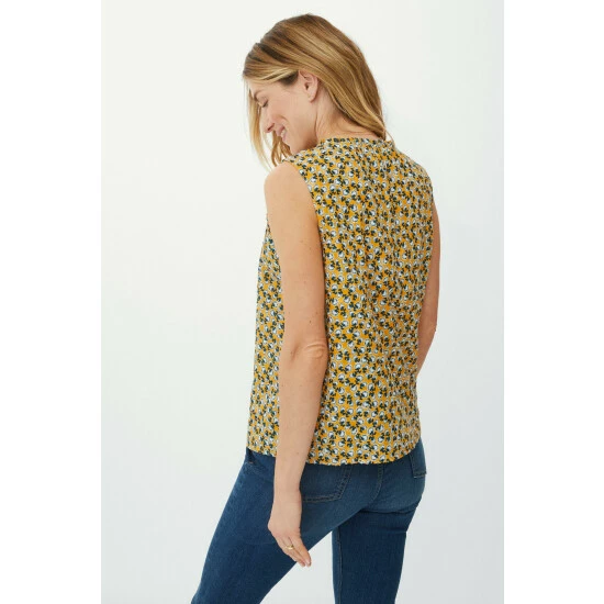 Mantaray Sleeveless Fan Flower Print Ruffle Neck Top For Female 4 Mantaray Sleeveless Fan Flower Print Ruffle Neck Top For Female - Image 4