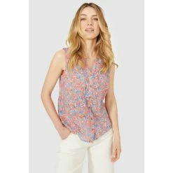 Mantaray Sleeveless Jungle Paisley Ruffle Neck Top For Female -Cheap Mantaray Store unnamed file 6218