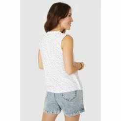 Mantaray Sleeveless Frill Detail Dash Print Top For Female -Cheap Mantaray Store unnamed file 6222