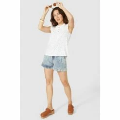 Mantaray Sleeveless Frill Detail Dash Print Top For Female -Cheap Mantaray Store unnamed file 6223