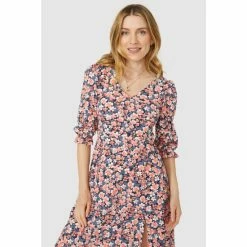 Mantaray Printed V Neck Midi Dress For Female