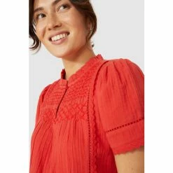 Mantaray Smock Yoke Double Cloth Notch Neck Top For Female -Cheap Mantaray Store unnamed file 6263