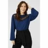 Mantaray Lace Insert Long Sleeve Top For Female