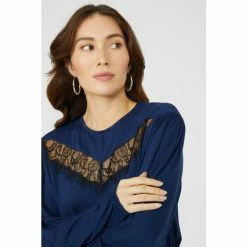 Mantaray Lace Insert Long Sleeve Top For Female -Cheap Mantaray Store unnamed file 6307