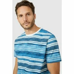 Mantaray Faded Stripe Crew Tee For Male