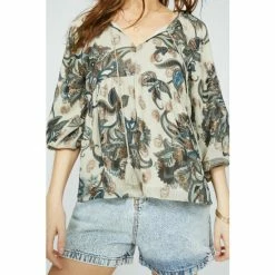 Mantaray Metallic Paisley Print Tie Neck Top For Female -Cheap Mantaray Store unnamed file 6340