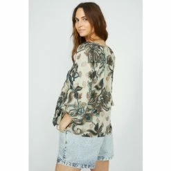 Mantaray Metallic Paisley Print Tie Neck Top For Female -Cheap Mantaray Store unnamed file 6341