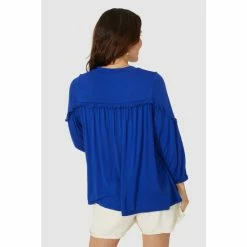 Mantaray Frill Yoke Tie Neck Top For Female -Cheap Mantaray Store unnamed file 6372
