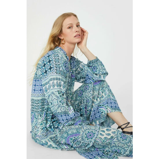 Mantaray Patchwork Paisley Crepe Midi Dress For Female 2 Mantaray Patchwork Paisley Crepe Midi Dress For Female - Image 2