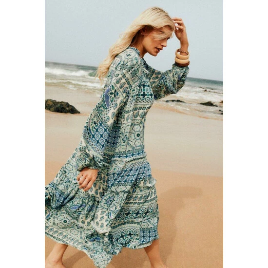 Mantaray Patchwork Paisley Crepe Midi Dress For Female 6 Mantaray Patchwork Paisley Crepe Midi Dress For Female - Image 6