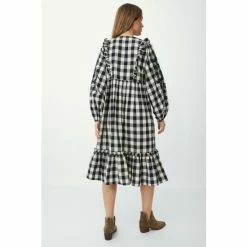 Mantaray Embroidered Sleeve Check Tie Neck Midi Dress For Female -Cheap Mantaray Store unnamed file 6419