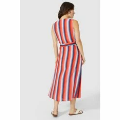 Mantaray Sleeveless Stripe Pleat V Neck Midi Dress For Female -Cheap Mantaray Store unnamed file 6449