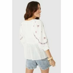 Mantaray Embroidered V Neck Top For Female -Cheap Mantaray Store unnamed file 6455