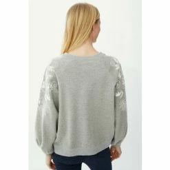 Mantaray Embroidered Sleeve Fleece Back Sweat Top For Female -Cheap Mantaray Store unnamed file 6466