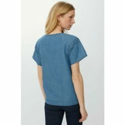 Mantaray Embroidered Tassle Tie Denim Top For Female -Cheap Mantaray Store unnamed file 6484