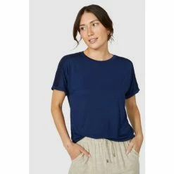 Mantaray Lace Insert Jersey Short Sleeve Top For Female