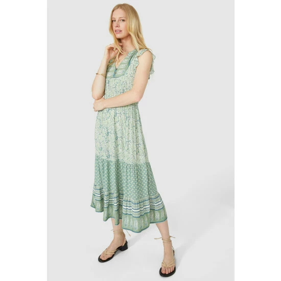 Mantaray Floral Leaf Mix & Match Crepe Dress For Female 1 Mantaray Floral Leaf Mix & Match Crepe Dress For Female