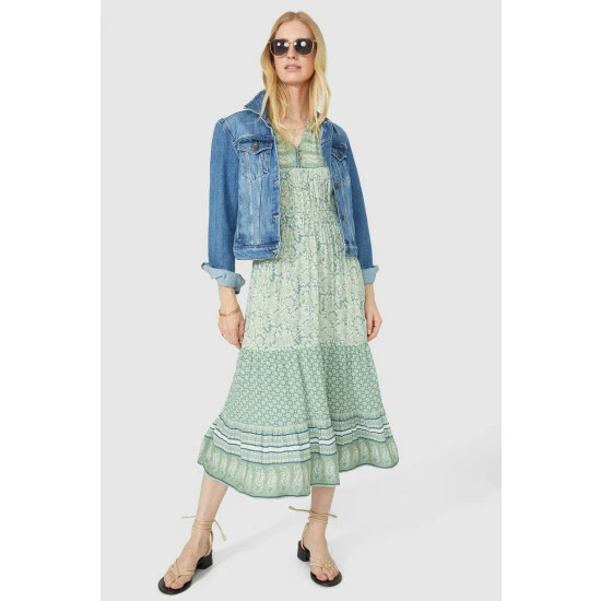 Mantaray Floral Leaf Mix & Match Crepe Dress For Female 5 Mantaray Floral Leaf Mix & Match Crepe Dress For Female - Image 5