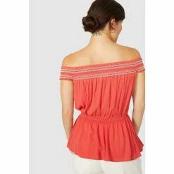 Mantaray Embroidered Smock Bardot Crepe Top For Female -Cheap Mantaray Store unnamed file 6515