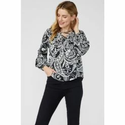 Mantaray Paisley Print Lace Up Tie Neck Blouse For Female