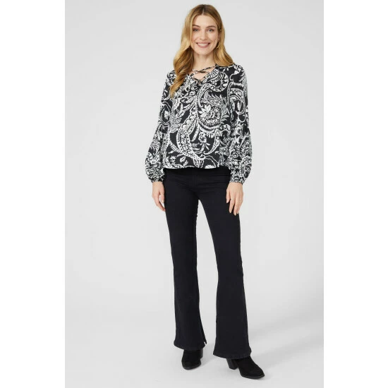 Mantaray Paisley Print Lace Up Tie Neck Blouse For Female 2 Mantaray Paisley Print Lace Up Tie Neck Blouse For Female - Image 2