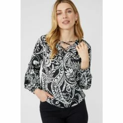 Mantaray Paisley Print Lace Up Tie Neck Blouse For Female 9 Mantaray Paisley Print Lace Up Tie Neck Blouse For Female -Cheap Mantaray Store unnamed file 6539