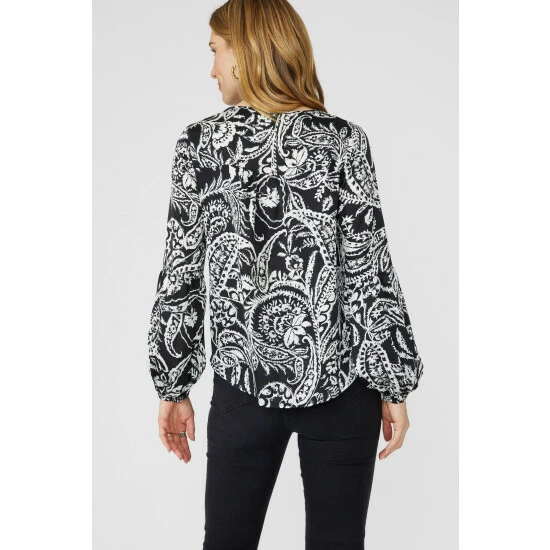 Mantaray Paisley Print Lace Up Tie Neck Blouse For Female 4 Mantaray Paisley Print Lace Up Tie Neck Blouse For Female - Image 4