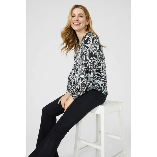 Mantaray Paisley Print Lace Up Tie Neck Blouse For Female 5 Mantaray Paisley Print Lace Up Tie Neck Blouse For Female - Image 5