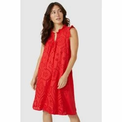 Mantaray Sleeveless Broderie Yoke Jersey Dress For Female -Cheap Mantaray Store unnamed file 6614