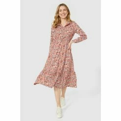 Mantaray Multi Print Long Sleeve Collared Dress For Female -Cheap Mantaray Store unnamed file 6637