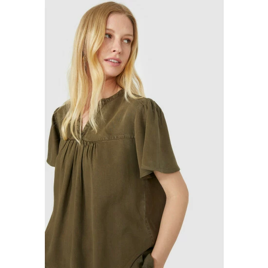 Mantaray Shortsleeve Tencel Notch Neck Tunic For Female 3 Mantaray Shortsleeve Tencel Notch Neck Tunic For Female - Image 3