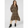 Mantaray Animal Printed Frill Detail Midi Dress For Female