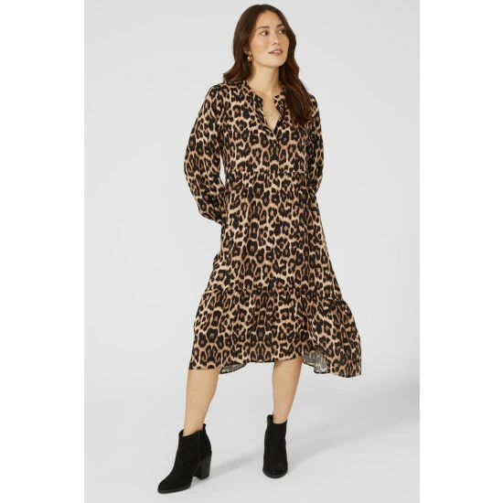 Mantaray Animal Printed Frill Detail Midi Dress For Female 1 Mantaray Animal Printed Frill Detail Midi Dress For Female