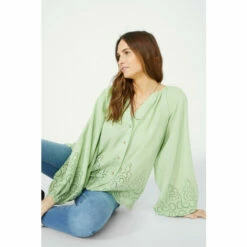 Mantaray Longsleeve Cutwork Hem & Cuff Crosshatch Top For Female -Cheap Mantaray Store unnamed file 686