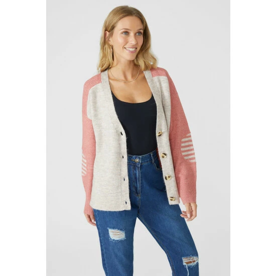 Mantaray Contrast Sleeve Button Through V Cardigan For Female 7 Mantaray Contrast Sleeve Button Through V Cardigan For Female - Image 7