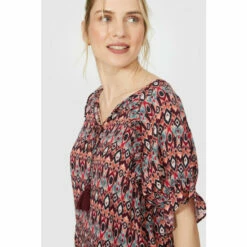Mantaray Frill Detail Tile Print V Neck Crepe Top For Female -Cheap Mantaray Store unnamed file 775