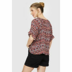 Mantaray Frill Detail Tile Print V Neck Crepe Top For Female -Cheap Mantaray Store unnamed file 776