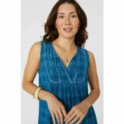 Mantaray Sleeveless Embroidered Check Crepe Maxi Dress For Female -Cheap Mantaray Store unnamed file 800