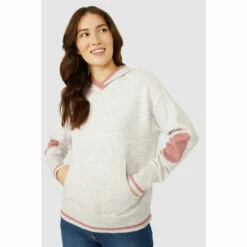 Mantaray Hooded Contrast Sleeve Kangeroo Pocket Jumper For Female -Cheap Mantaray Store unnamed file 83