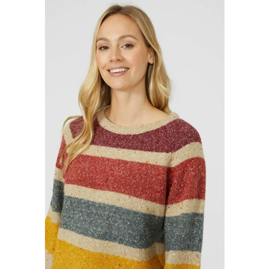 Mantaray Chunky Nep Stripe Crew Neck Jumper For Female 3 Mantaray Chunky Nep Stripe Crew Neck Jumper For Female - Image 3