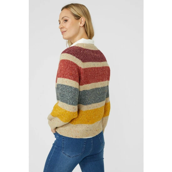 Mantaray Chunky Nep Stripe Crew Neck Jumper For Female 4 Mantaray Chunky Nep Stripe Crew Neck Jumper For Female - Image 4