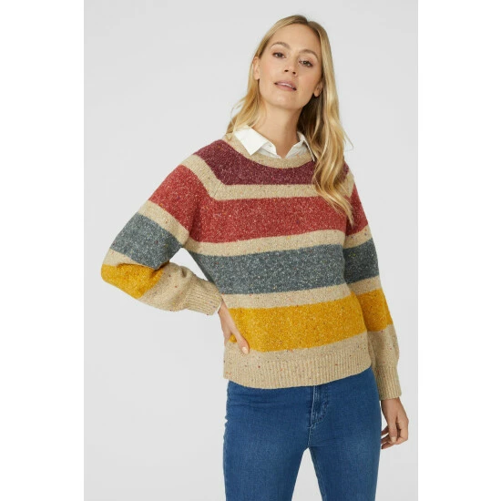 Mantaray Chunky Nep Stripe Crew Neck Jumper For Female 5 Mantaray Chunky Nep Stripe Crew Neck Jumper For Female - Image 5
