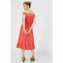 Mantaray Embroidered Smock Bardot Crepe Midi Dress For Female -Cheap Mantaray Store unnamed file 876