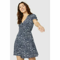 Mantaray Ruched Waist V Neck Mini Dress For Female -Cheap Mantaray Store unnamed file 900