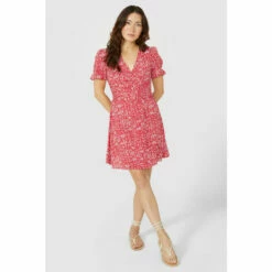 Mantaray Ruched Waist V Neck Mini Dress For Female -Cheap Mantaray Store unnamed file 902