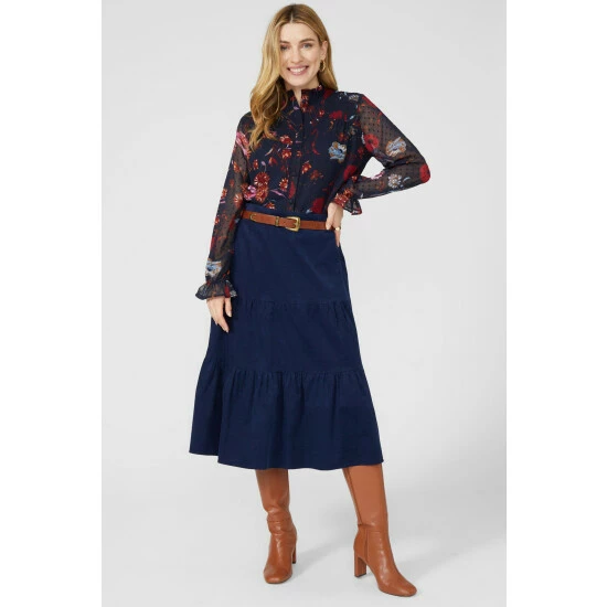 Mantaray Floral Print Lace Trim Dobby Frill Neck Blouse For Female 2 Mantaray Floral Print Lace Trim Dobby Frill Neck Blouse For Female - Image 2