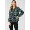 Mantaray Notch Neck Spot & Floral Print Blouse For Female